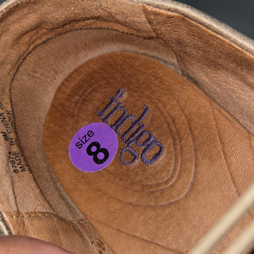 Indigo by Clarks Womens 8M Metallic Gold Leather Strappy Ballet Flats 87674 - Picture 9 of 11